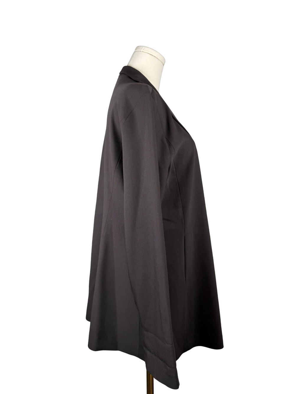 Eileen Fisher Dark Brown Open-Front Stretch Crepe Long Jacket Sz. M - Picture 2 of 5